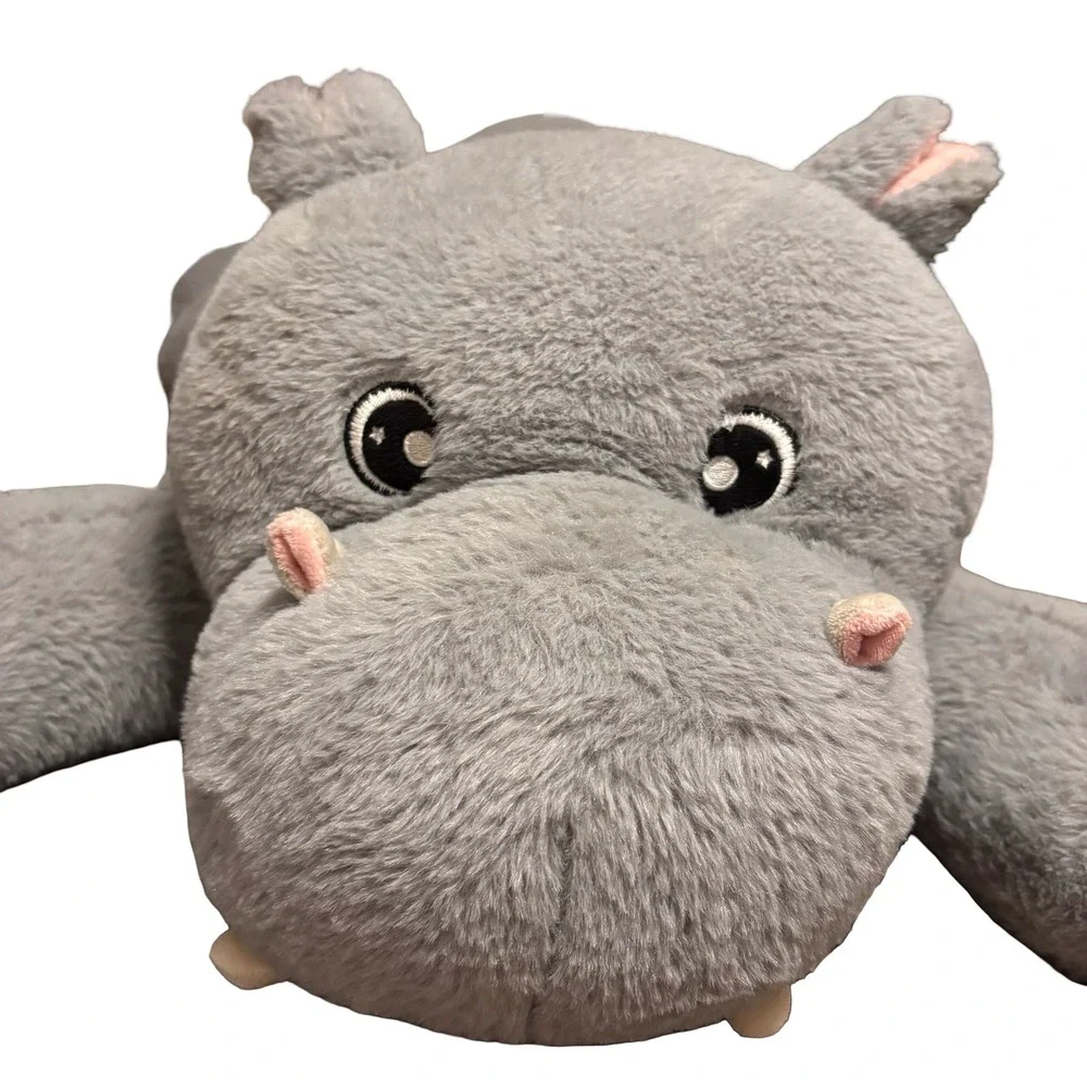 Hippo Plush Toy Kids Large Grey Floppy Laying Down Stuffed Animal